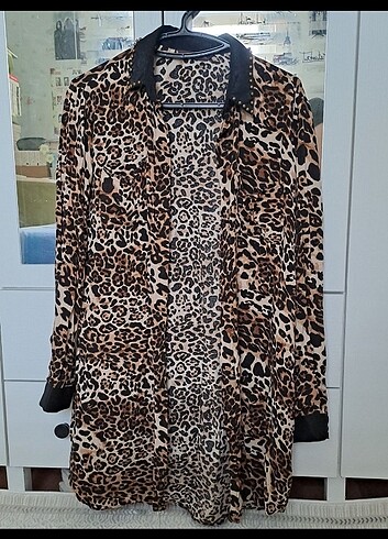 Leopar Desenli Gömlek Tunik