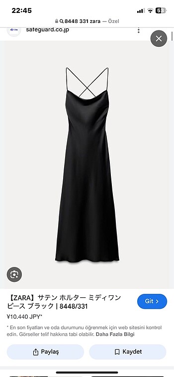 Zara saten elbise