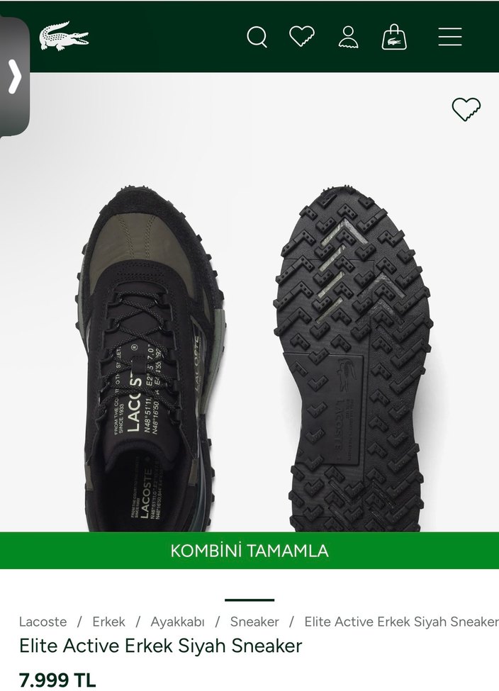 Lacoste Elite Active Erkek Siyah Sneaker - Görsel 3