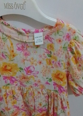 5 Yaş Beden Kız Çocuk Pembe Çiçekli Bohem Elbise