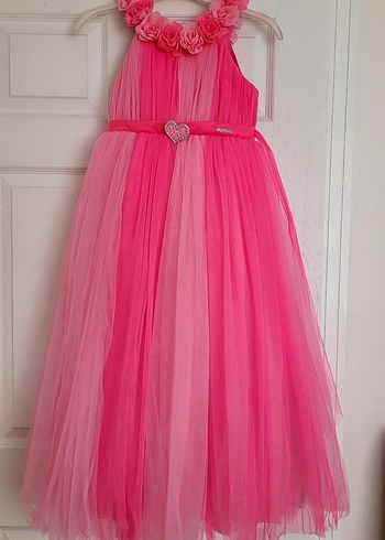 Pembe Piliseli Bohem Çocuk Elbisesi