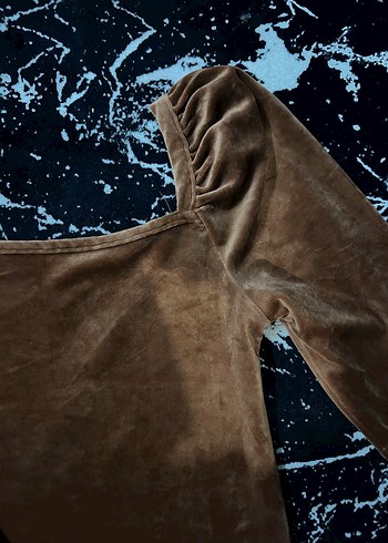 Kadın Kahverengi Süet Uzun Kollu Bluz - Görsel 2