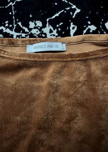 Kadın Kahverengi Süet Uzun Kollu Bluz - Görsel 3