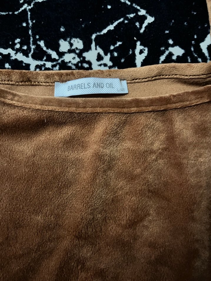 Kadın Kahverengi Süet Uzun Kollu Bluz - Görsel 3