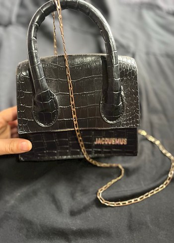 Siyah Yılan Derisi Desenli Deri Kadın Çanta - Görsel 2