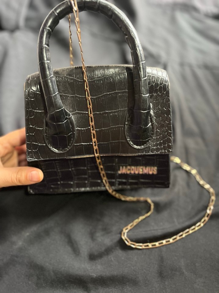 Siyah Yılan Derisi Desenli Deri Kadın Çanta - Görsel 2