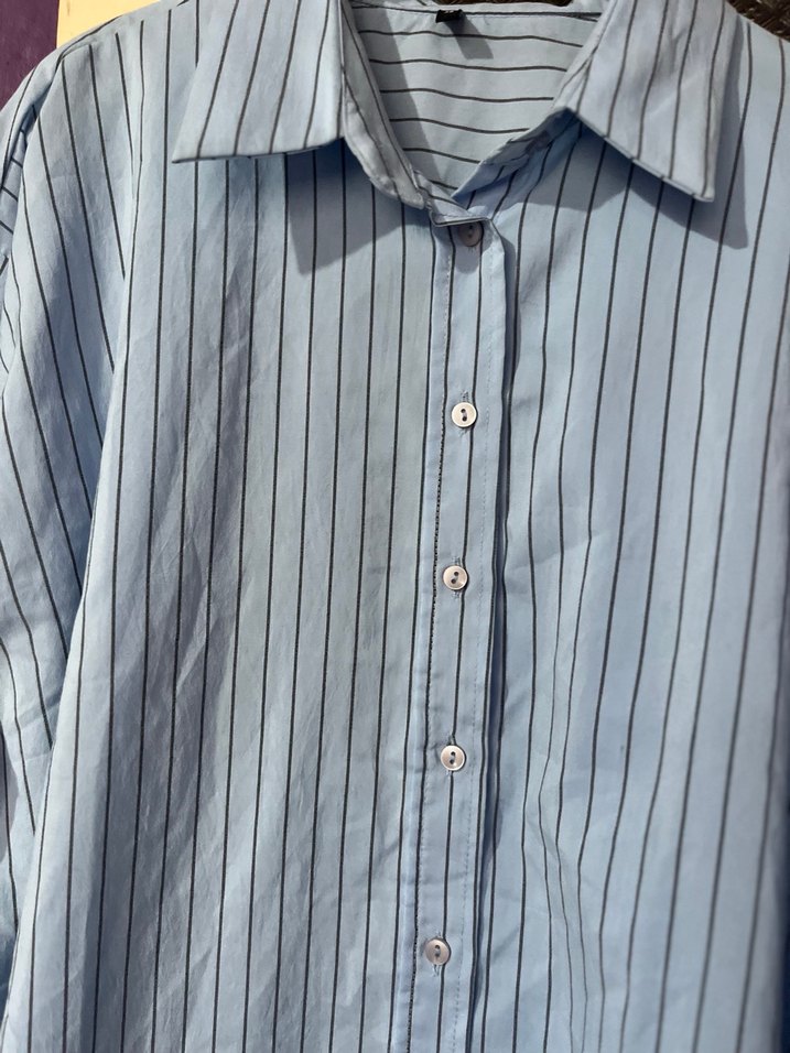 Mavi Çizgili Uzun Kollu Gömlek - Görsel 2