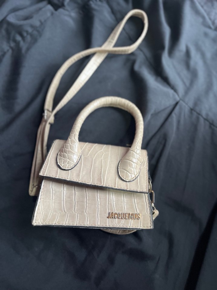 Bej  Deri Yılan Desenli Kadın Çanta - Görsel 2