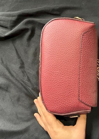 Bordo Deri Zincir Detaylı Kadın Çanta - Görsel 4