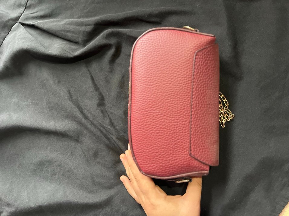 Bordo Deri Zincir Detaylı Kadın Çanta - Görsel 4