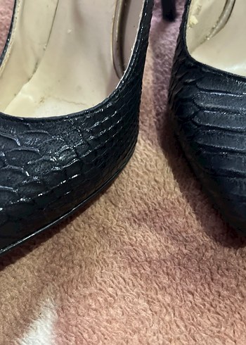 Siyah Yılan Desenli  Stiletto - Görsel 3