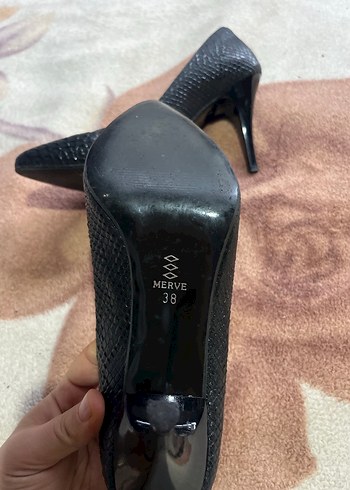 Siyah Yılan Desenli  Stiletto - Görsel 5