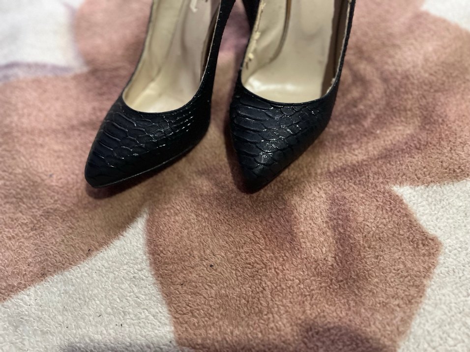 Siyah Yılan Desenli  Stiletto - Görsel 2