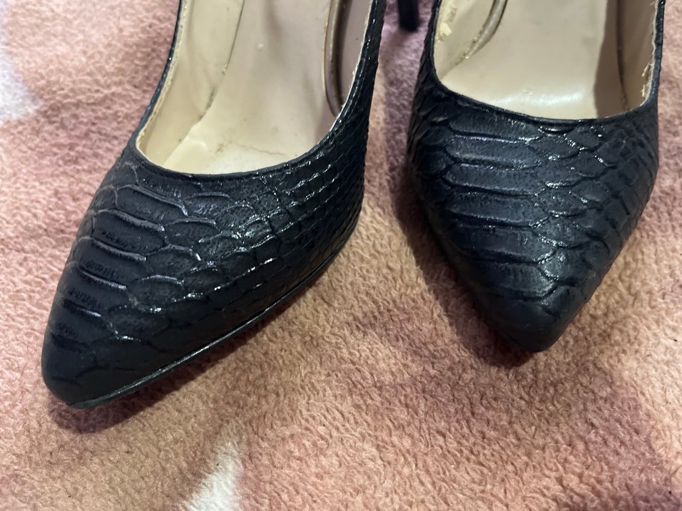 Siyah Yılan Desenli  Stiletto - Görsel 3