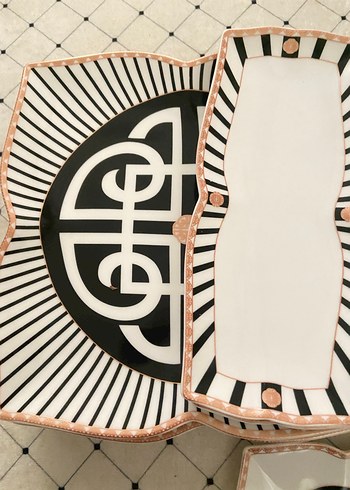 Beyaz ve Siyah Desenli Seramik Yemek Takımı 6 kişilik - Görsel 4