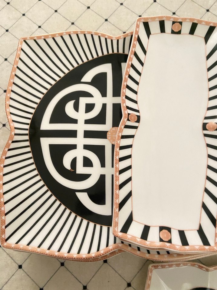 Beyaz ve Siyah Desenli Seramik Yemek Takımı 6 kişilik - Görsel 4