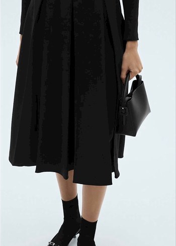 Mango Siyah Uzun Kollu Kemerli Kadın Elbise - Görsel 2