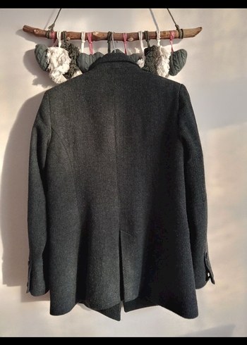 Gri Düğmeli Kadın Kaşe Blazer Ceket - Görsel 2