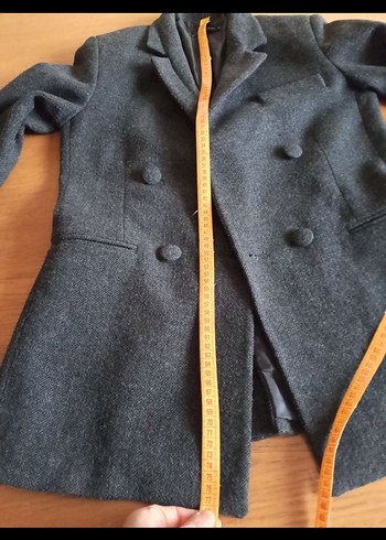 Gri Düğmeli Kadın Kaşe Blazer Ceket - Görsel 6