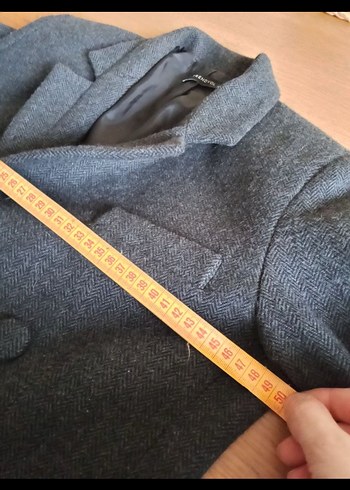 Gri Düğmeli Kadın Kaşe Blazer Ceket - Görsel 5