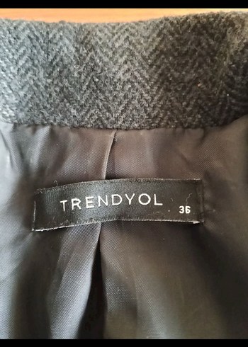 Gri Düğmeli Kadın Kaşe Blazer Ceket - Görsel 3