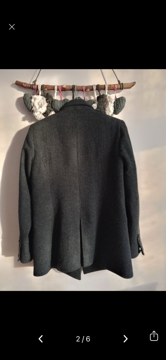 Gri Düğmeli Kadın Kaşe Blazer Ceket - Görsel 2