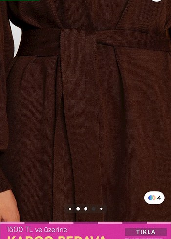 Kahverengi  Uzun Kadın Elbise - Görsel 5