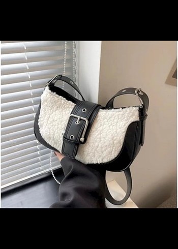 Tokalı Siyah Beyaz  Kadın Çanta - Görsel 3