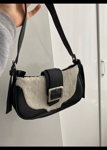 Tokalı Siyah Beyaz  Kadın Çanta - Görsel 4