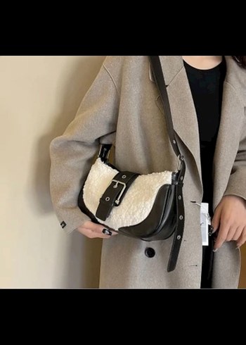 Tokalı Siyah Beyaz  Kadın Çanta - Görsel 2