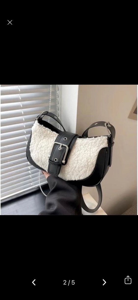 Tokalı Siyah Beyaz  Kadın Çanta - Görsel 3