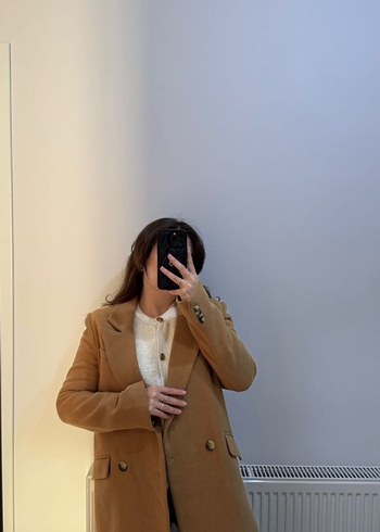 Taba Rengi Midi Kadın Kaban Pull&Bear - Görsel 2