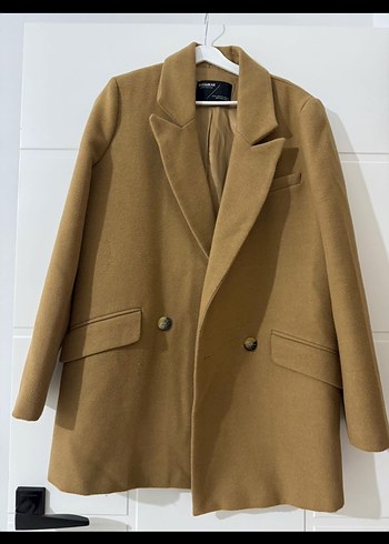 Taba Rengi Midi Kadın Kaban Pull&Bear - Görsel 3