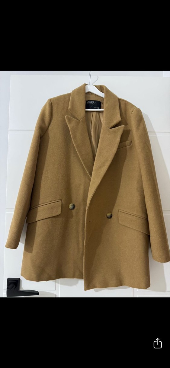 Taba Rengi Midi Kadın Kaban Pull&Bear - Görsel 3