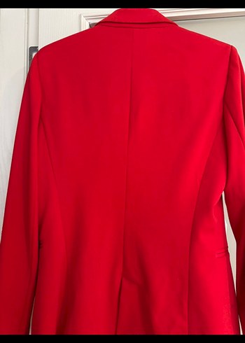 Klasik Kesim Kırmızı Kadın Blazer Ceket - Görsel 4