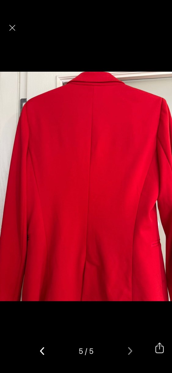 Klasik Kesim Kırmızı Kadın Blazer Ceket - Görsel 4