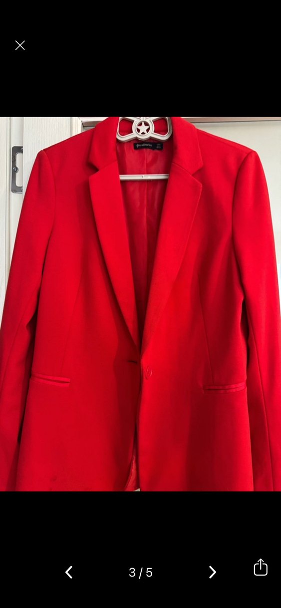 Klasik Kesim Kırmızı Kadın Blazer Ceket - Görsel 2