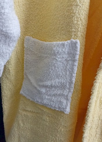 Sarı Beyaz Pamuklu Bornoz - Görsel 4