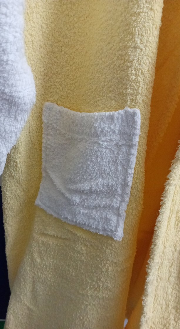 Sarı Beyaz Pamuklu Bornoz - Görsel 4