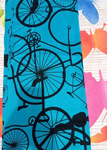 Bisiklet Desenli Renkli şal - Görsel 2