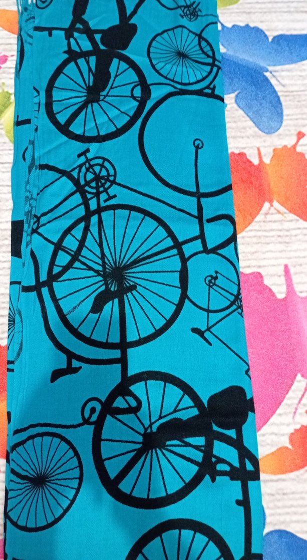 Bisiklet Desenli Renkli şal - Görsel 2