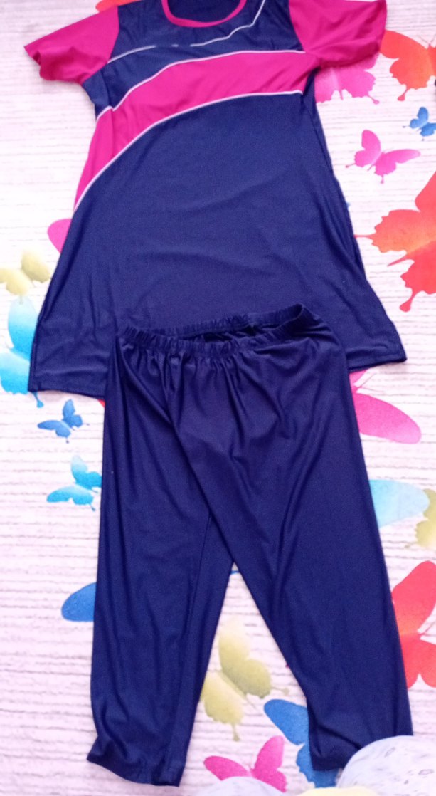 Renkli Kadın Uzun Kesim Yarım Kollu Mayo Takımı - Görsel 2