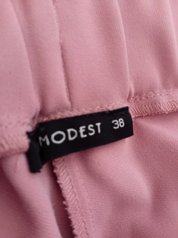 Pembe Bol Kesim Midi Kadın Kumaş Pantolon - Görsel 2