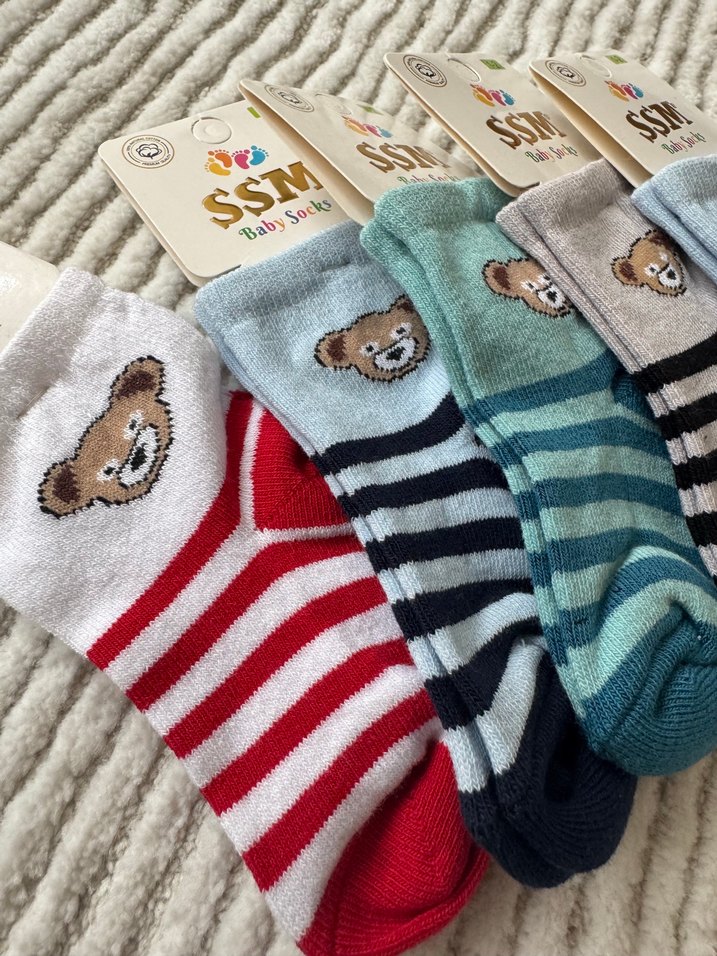 Ayıcıklı erkek bebek çorap - Görsel 2