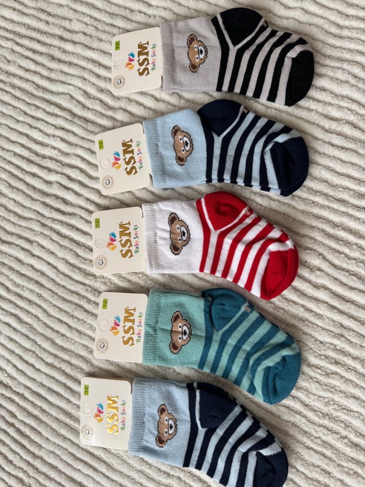 Ayıcıklı erkek bebek çorap - Görsel 3