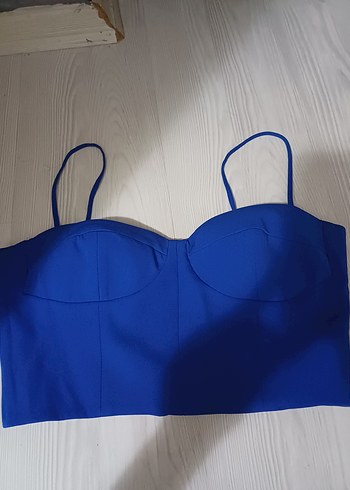 Kadın Mavi Mini Straplez Büstiyer - Görsel 2