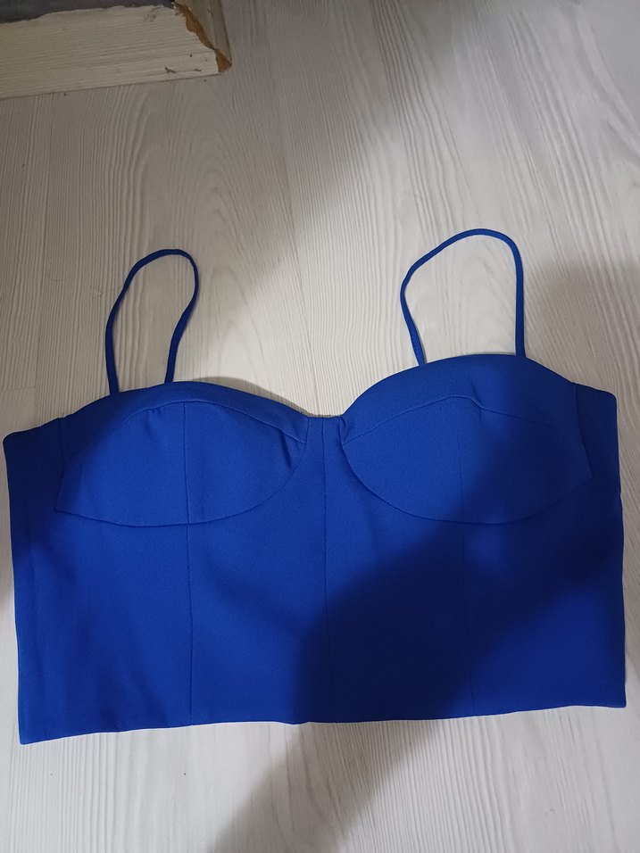 Kadın Mavi Mini Straplez Büstiyer - Görsel 2