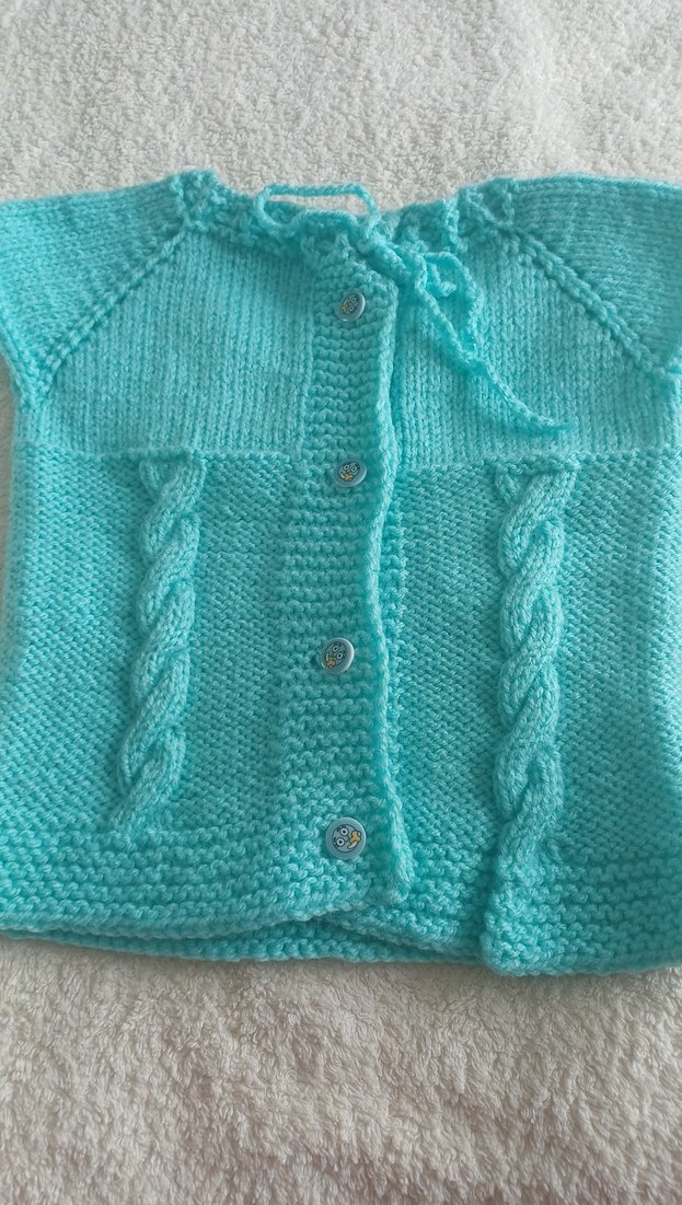 Turkuaz Bohem Örgü Kız Yeleği - Görsel 2