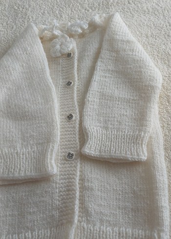 Kız Çocuk Beyaz Örgü Bohem Hırka - Görsel 3