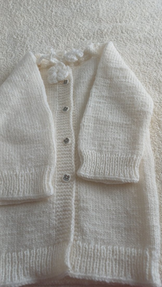 Kız Çocuk Beyaz Örgü Bohem Hırka - Görsel 3